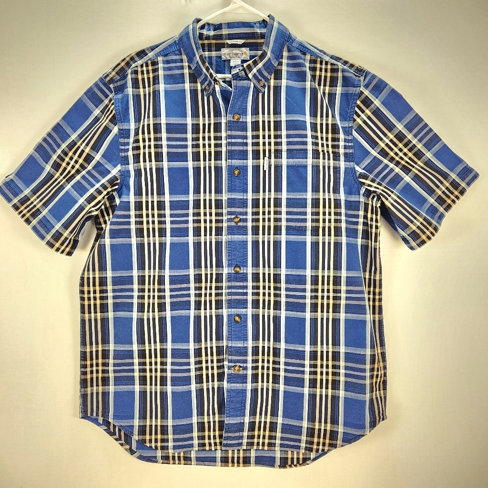 Carhartt Men's Blue‎ Plaid Short Sleeve Size L